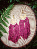 Crescent Moon Earrings - Wine Red