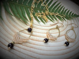 Q'ocha Necklace and Earrings Set ~ Garnet droplets