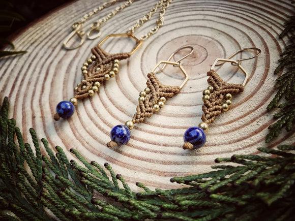 Ancestral Love Necklace and Earrings Set with Lapis Lazuli