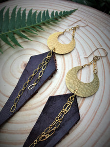 Moonlight Earrings with Recycled Leather