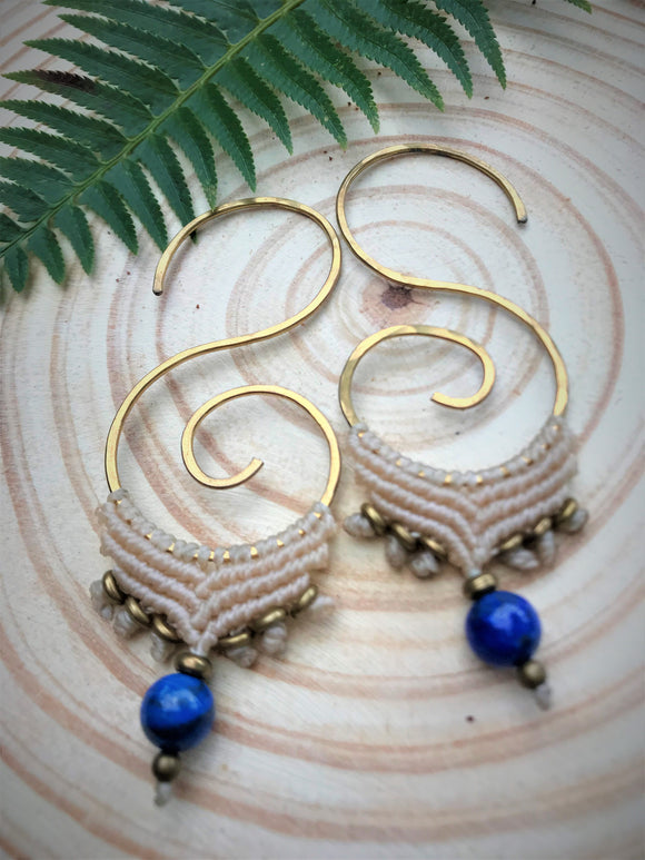 Lapis Lazuli Spiral Threader Earrings