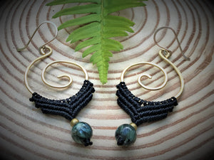 Koru Earrings with Seraphinite Gemstone